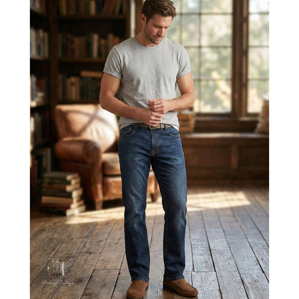 Urban Star Mens‎ 38x30 Jeans Relaxed Fit Straight Leg Dark Wash Blue Stretch